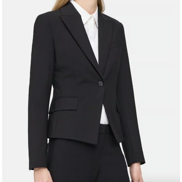 Theory Brince Traceable Wool 1-Button Blazer Jacket Black Size 4 - Picture 1 of 5
